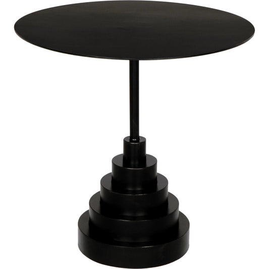 Nova Round Side Table by Noir in matte black. Made from industrial steel in a modern style.