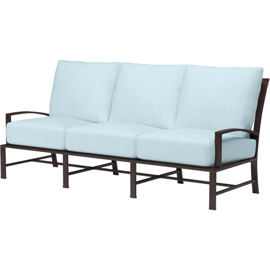 La Jolla Outdoor Sofa by Sunset West in browns. Made from aluminum in a modern style.