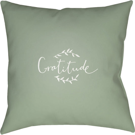 Gratitude Pillow - 13933 by Livabliss. Made from front: 100% polyester, back: 100% polyester in a traditional style.