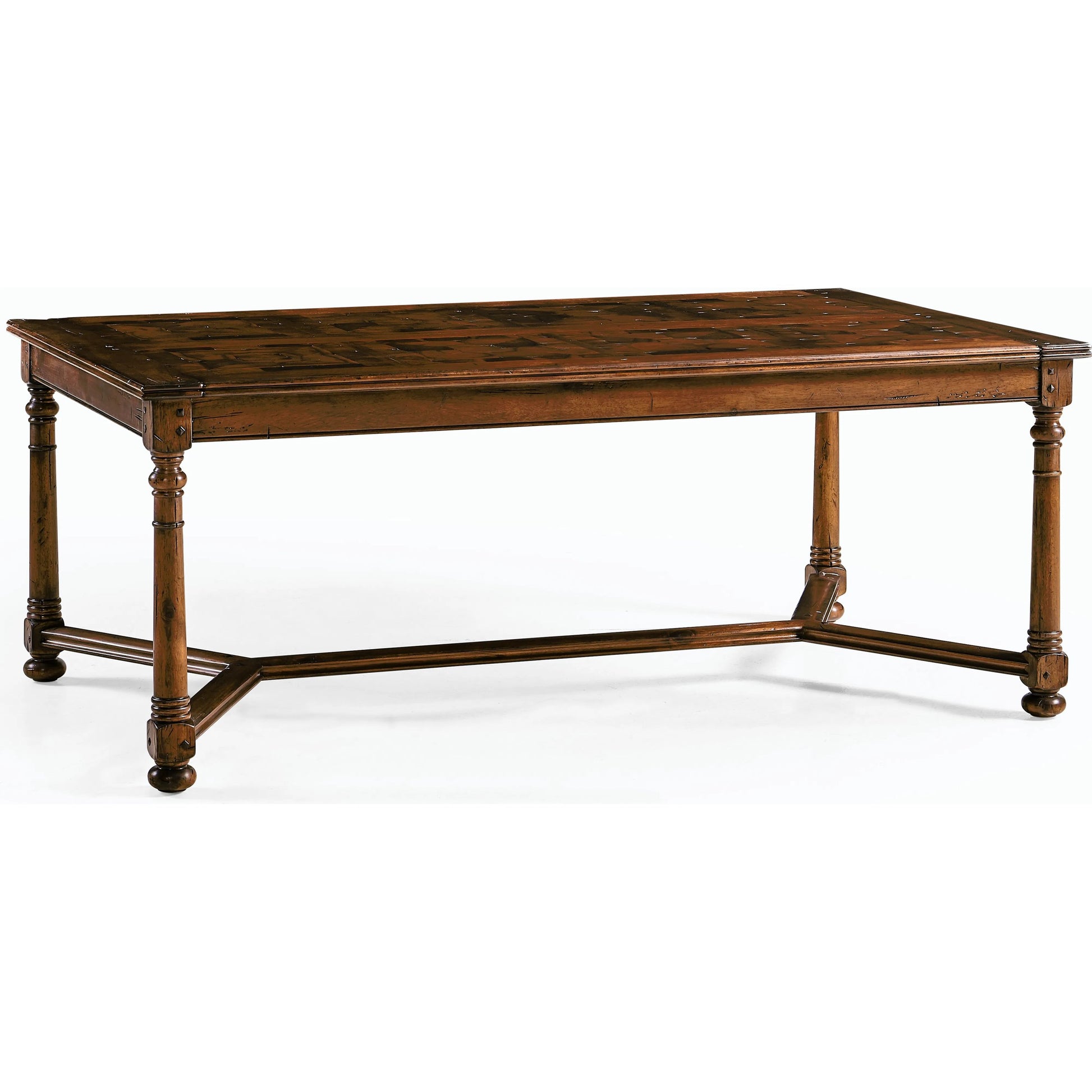 Casual Accents Walnut Parquet Oyster Cocktail Table by Jonathan Charles in brown and country oyster. Made from acacia in a traditional style.