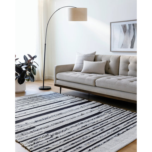 Goteborg Rug - 488296 by Surya in light grey, sterling grey, black. Made from face: 80% wool, 20% cotton, warp: 20% cotton in a unique style.
