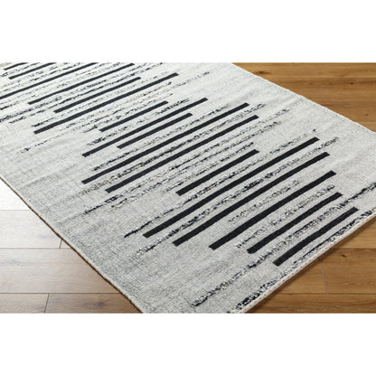 Goteborg GTG-2301 Rug by Surya in ivory, black. Made from face: 80% wool, 20% cotton, warp: 20% cotton in a unique style.