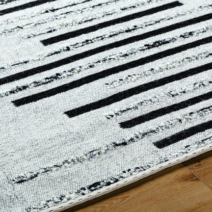 Goteborg GTG-2301 Rug by Surya in ivory, black. Made from face: 80% wool, 20% cotton, warp: 20% cotton in a unique style.