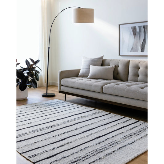 Goteborg Rug - 488314 by Surya in light grey, light silver, black. Made from face: 80% wool, 20% cotton, warp: 20% cotton in a unique style.