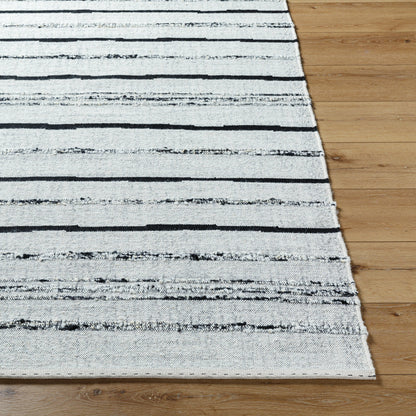 Goteborg GTG-2302 Rug by Surya in ivory, black. Made from face: 80% wool, 20% cotton, warp: 20% cotton in a unique style.