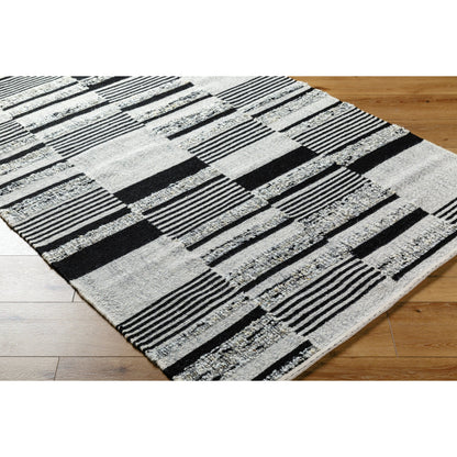 Goteborg GTG-2303 Rug by Surya in ivory, black. Made from face: 80% wool, 20% cotton, warp: 20% cotton in a unique style.