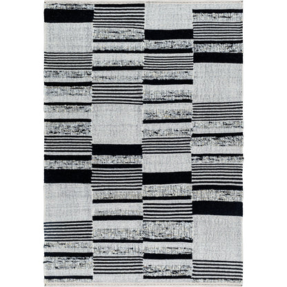 Goteborg GTG-2303 Rug by Surya in ivory, black. Made from face: 80% wool, 20% cotton, warp: 20% cotton in a unique style.