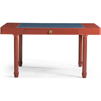 Polly Rose Desk by Jonathan Charles in dor red lacquer. Made from beech in a eclectic & global style.