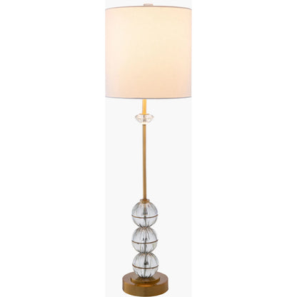 Grantley - 23426 by Surya in translucent, clear, metallic brass, white. Made from linen, crystal, metal in a transitional style.