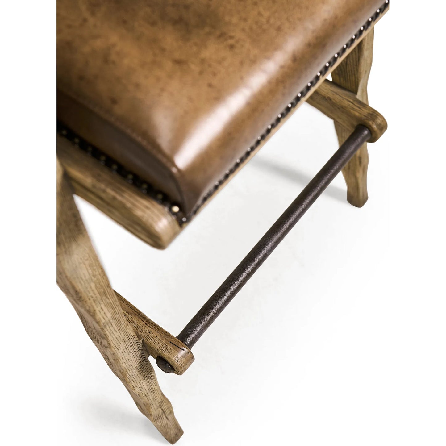 008 SI-2462584 | Closeup | Echo Canyon Leather & Hide Bar Stool by Jonathan Charles in faded oak. Made from oak in a traditional style.