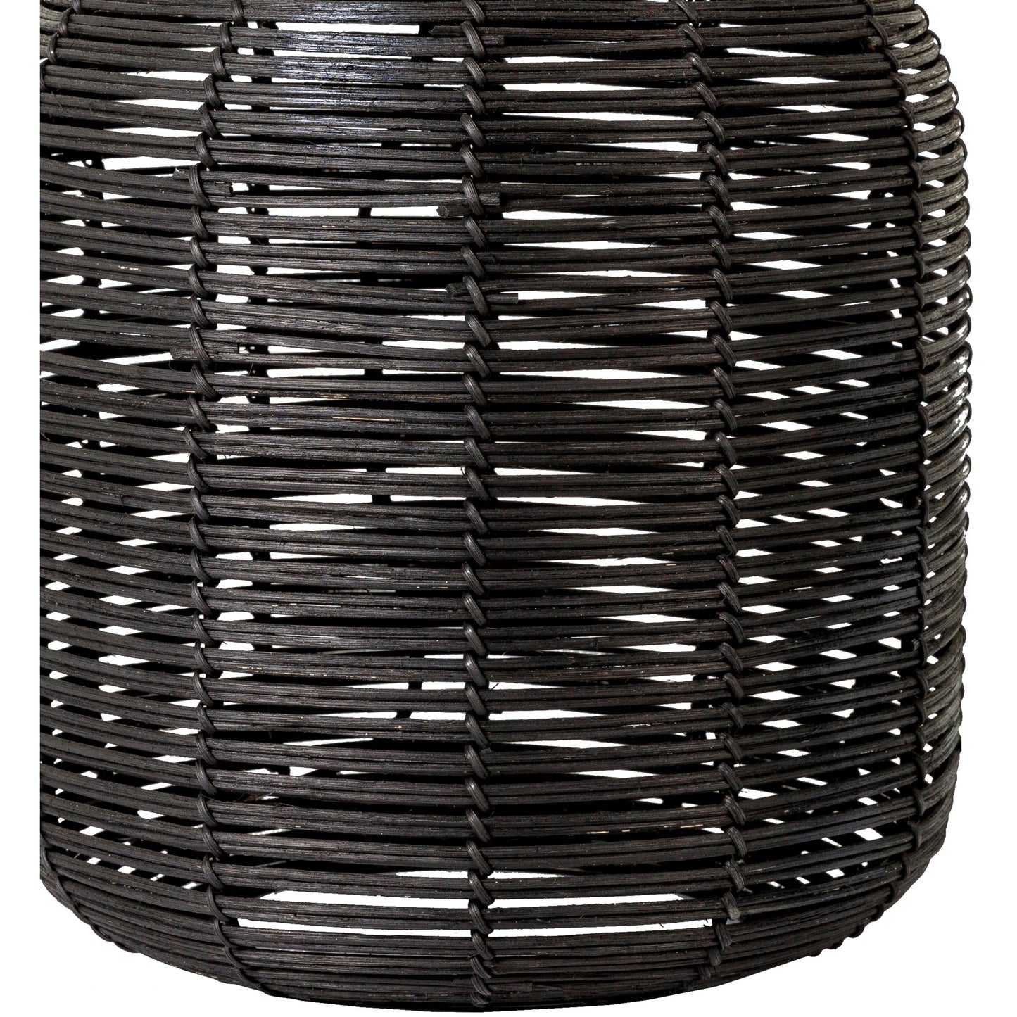 002 SI-1921737 | Closeup | Galatas - 32416 by Surya in white, black, metallic nickel and paintedpainted. Made from shade (outside): linen, shade (inside): polyester, body: rattan, finial: metal, harp: iron in a modern style.