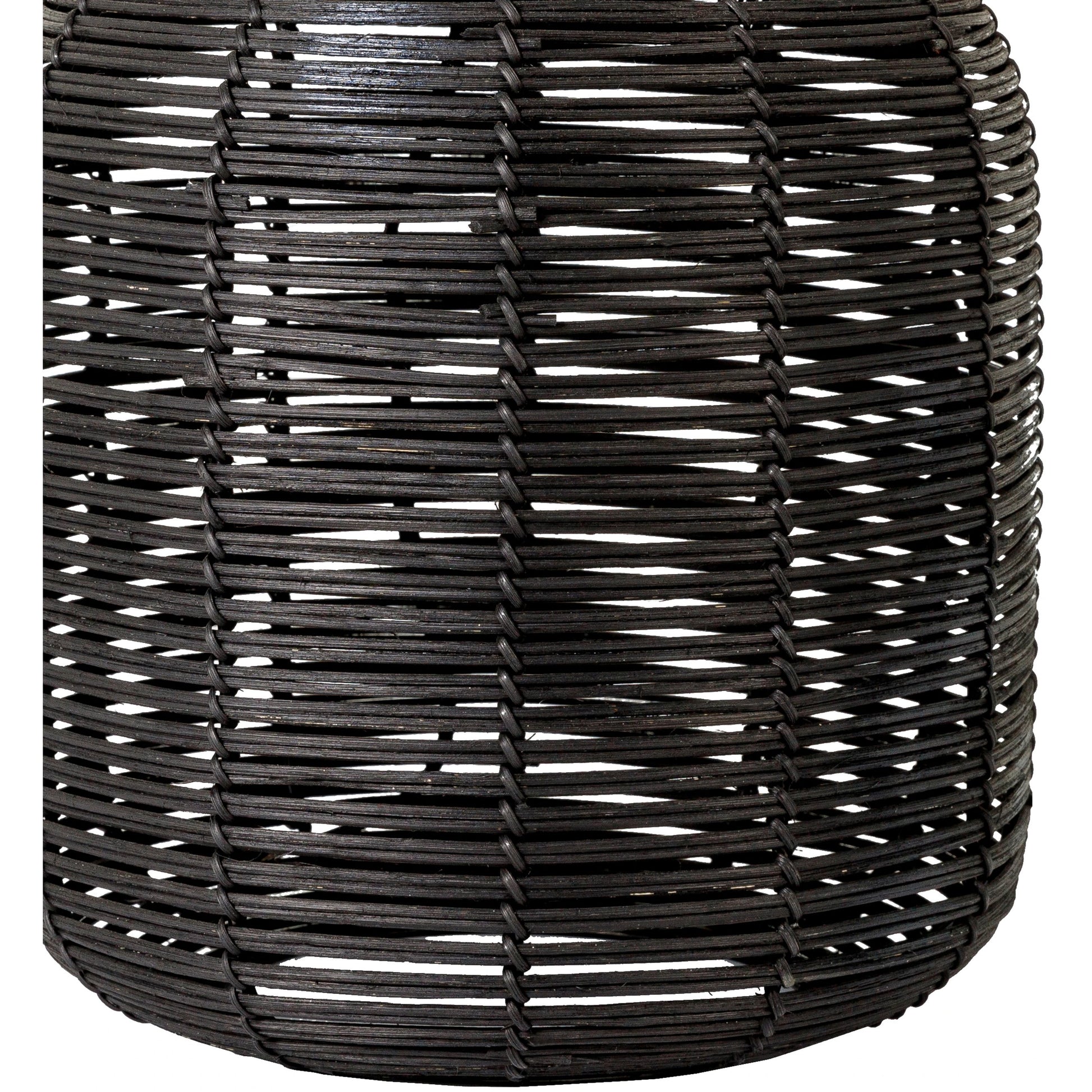 Galatas - 32416 by Surya in white, black, metallic nickel and paintedpainted. Made from shade (outside): linen, shade (inside): polyester, body: rattan, finial: metal, harp: iron in a modern style.