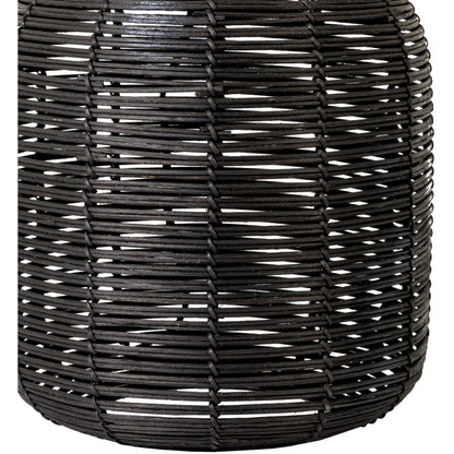 Galatas - 32416 by Surya in white, black, metallic nickel and paintedpainted. Made from shade (outside): linen, shade (inside): polyester, body: rattan, finial: metal, harp: iron in a modern style.