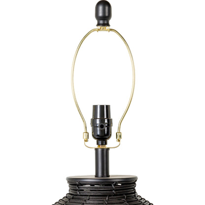 Galatas - 32416 by Surya in white, black, metallic nickel and paintedpainted. Made from shade (outside): linen, shade (inside): polyester, body: rattan, finial: metal, harp: iron in a modern style.