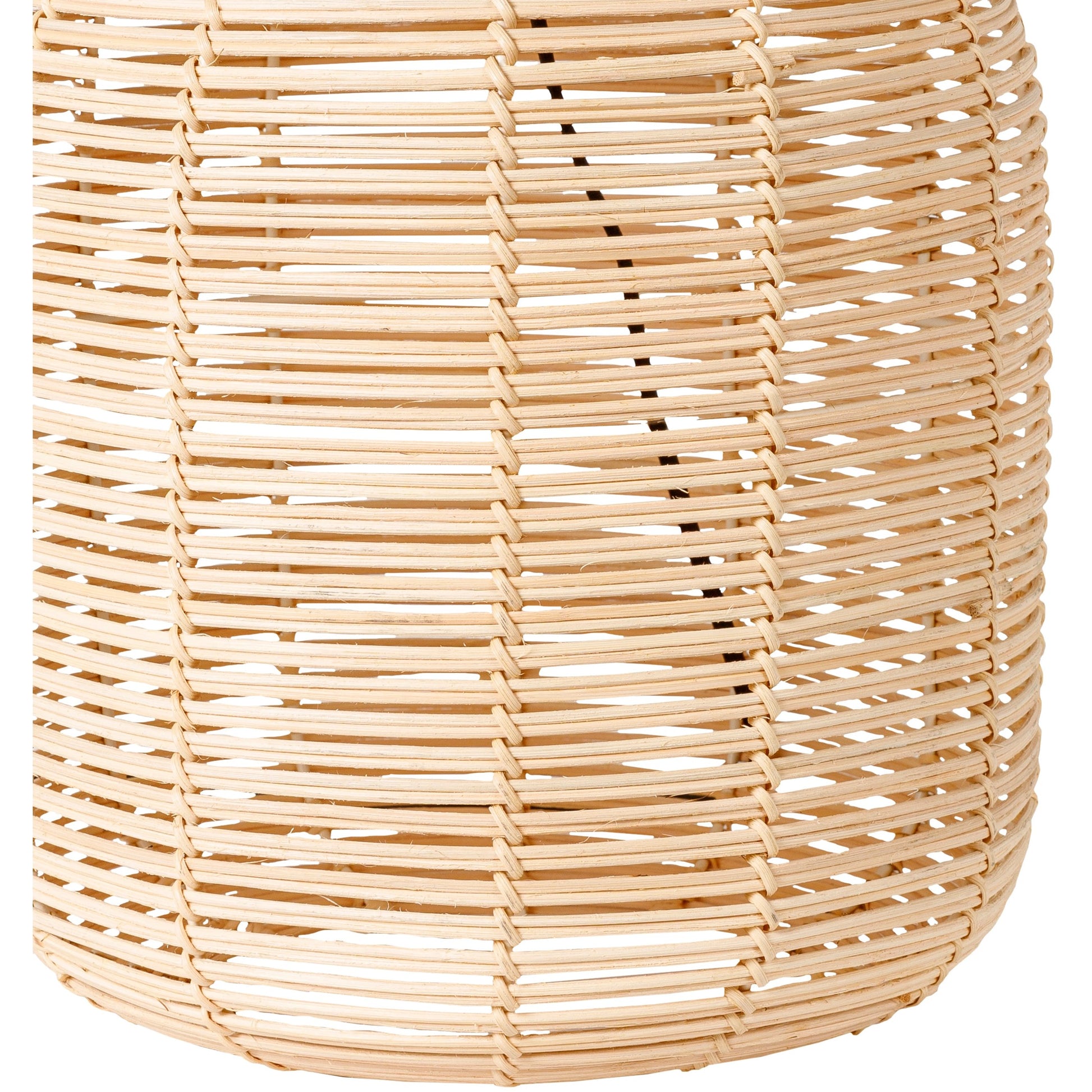 Galatas - 32416 by Surya in white, black, metallic nickel and paintedpainted. Made from shade (outside): linen, shade (inside): polyester, body: rattan, finial: metal, harp: iron in a modern style.