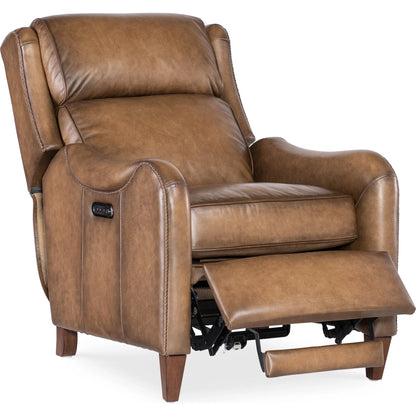 Carrington Power Recliner w/Power Headrest by Hooker Furniture in dark wood. Made from unique in a traditional style.