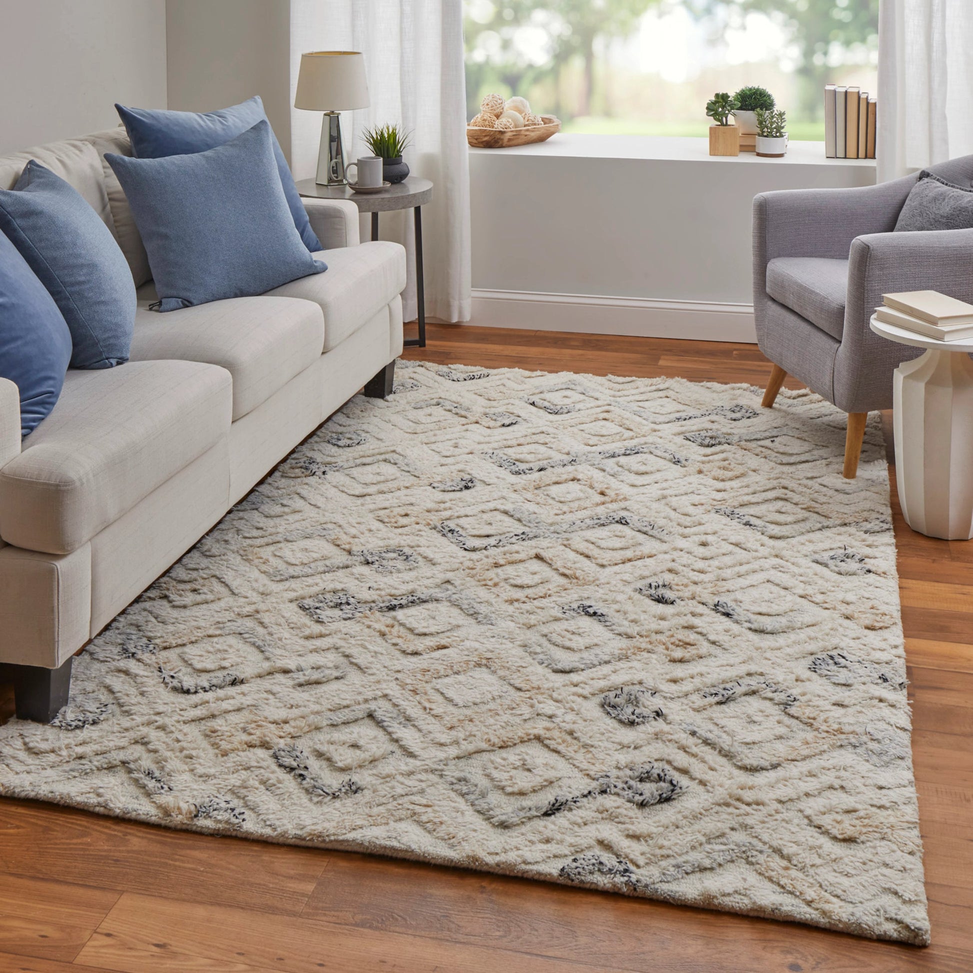 Anica Transitional Moroccan Rug - 8004F by Feizy in ivory, gray, black. Made from wool in a unique style.