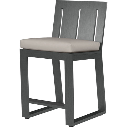 Redondo Outdoor Barstool by Sunset West in grays. Made from aluminum in a modern style.