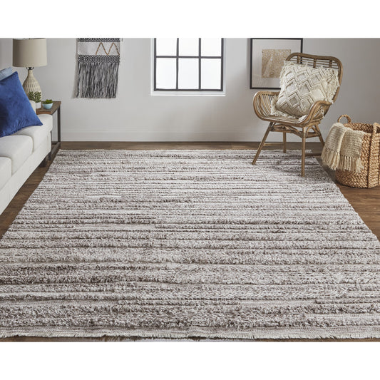 Alden Transitional Stripes Rug - 8637F by Feizy. Made from polyester in a unique style.
