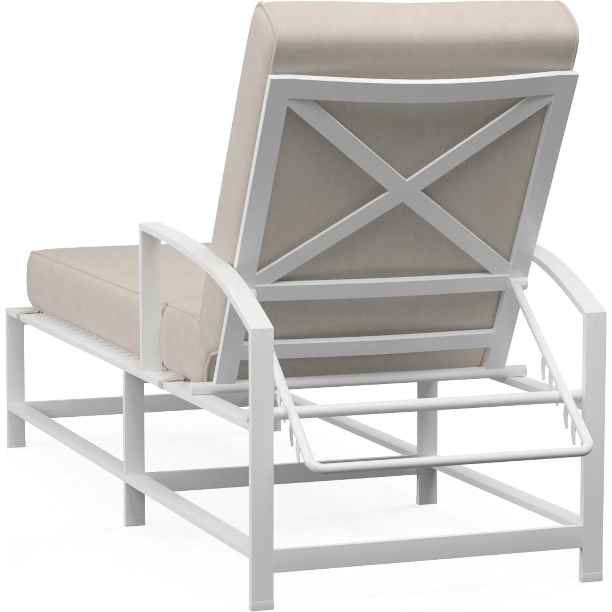 Bristol Outdoor Chaise in Canvas Flax w/ Self Welt by Sunset West in white. Made from aluminum in a modern style.