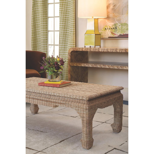 Guinevere Ming Style Coffee Table by Worlds Away in woven rattan. Made from unique in a cottage & farmhouse style.