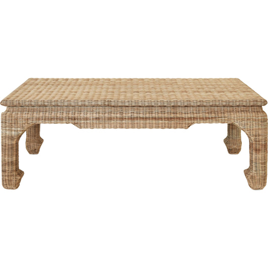 Guinevere Ming Style Coffee Table by Worlds Away in woven rattan. Made from unique in a cottage & farmhouse style.