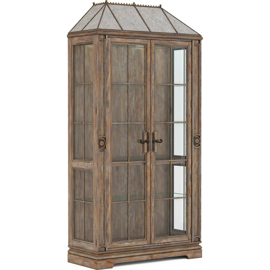 Architrave China Cabinet by A.R.T. Furniture in almond. Made from pine solids and veneer, glass, metal in a traditional style.