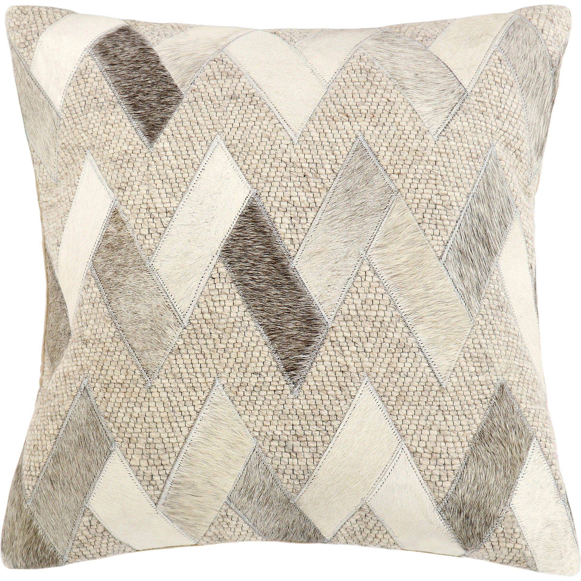 Cowhide Decorative Throw Pillow by Pasargad Home in ivory. Made from cowhide in a modern style.