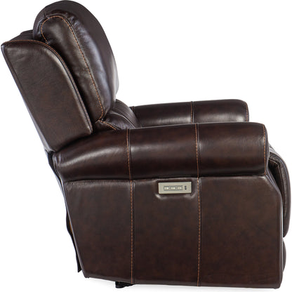 Eisley Power Recliner by Hooker Furniture in sorrento night seas. Made from leather in a traditional style.
