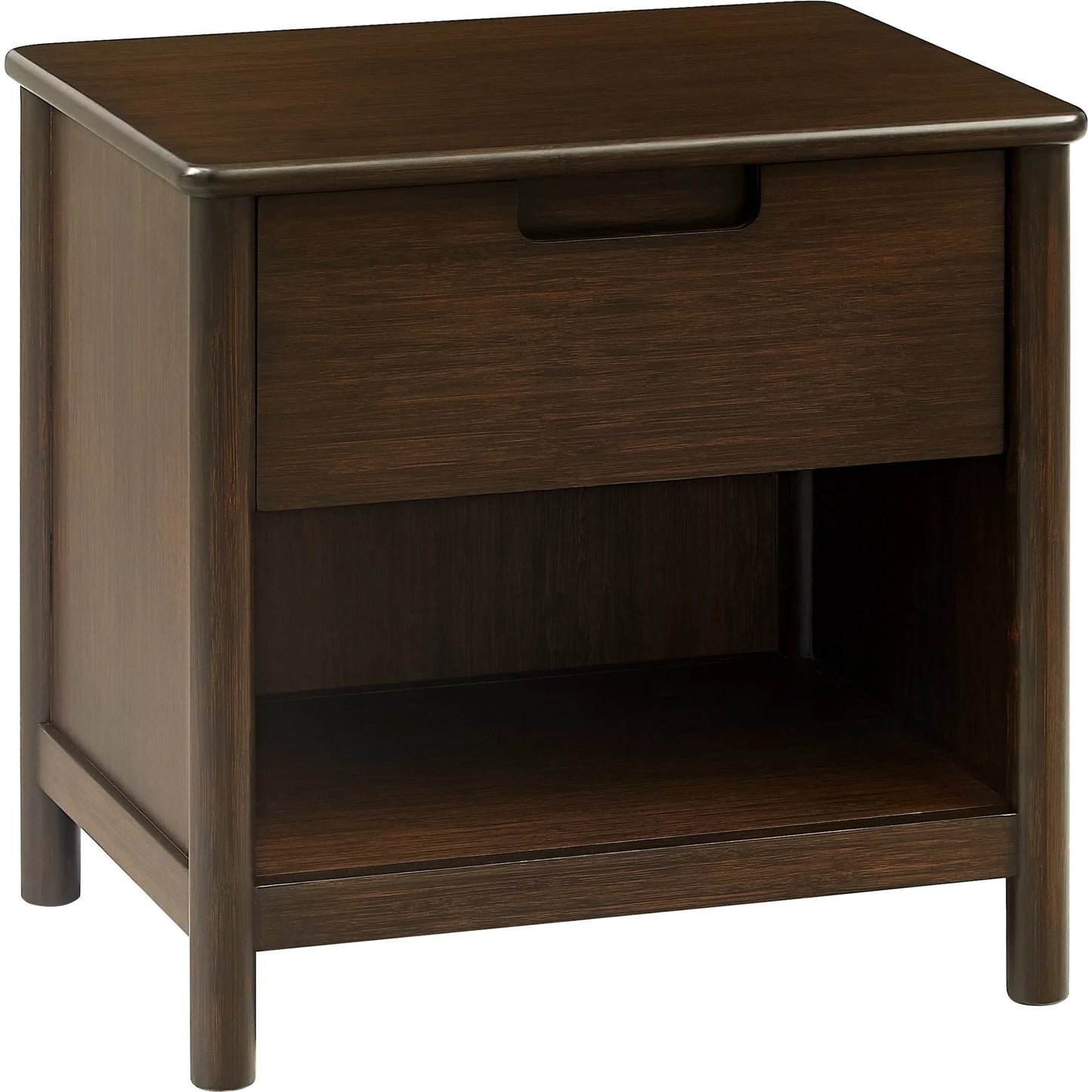 001 SI-2449228 | Primary Silo | Weston Nightstand by Greenington in black walnut. Made from 100% solid moso bamboo in a rustic style.