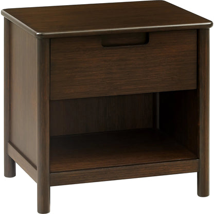 Weston Nightstand by Greenington in black walnut. Made from 100% solid moso bamboo in a rustic style.