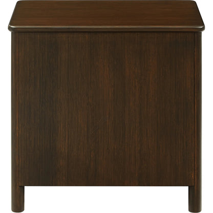 Weston Nightstand by Greenington in black walnut. Made from 100% solid moso bamboo in a rustic style.