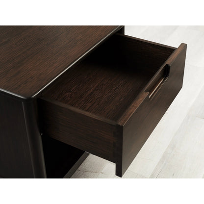 Weston Nightstand by Greenington in black walnut. Made from 100% solid moso bamboo in a rustic style.