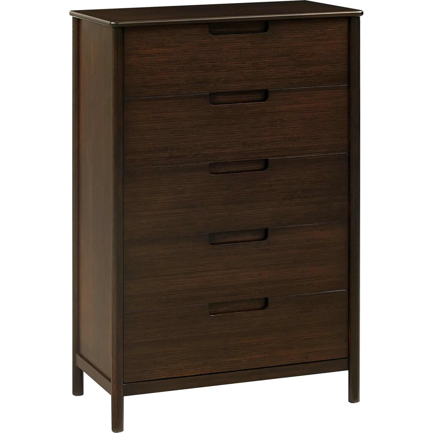 001 SI-2449227 | Primary Silo | Weston Five Drawer Chest by Greenington in black walnut. Made from 100% solid moso bamboo in a rustic style.