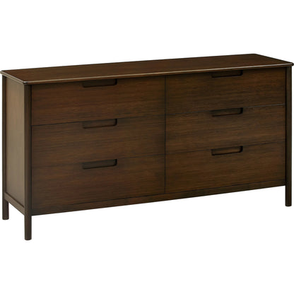 Weston Six Drawer Dresser by Greenington in black walnut. Made from 100% solid moso bamboo in a rustic style.