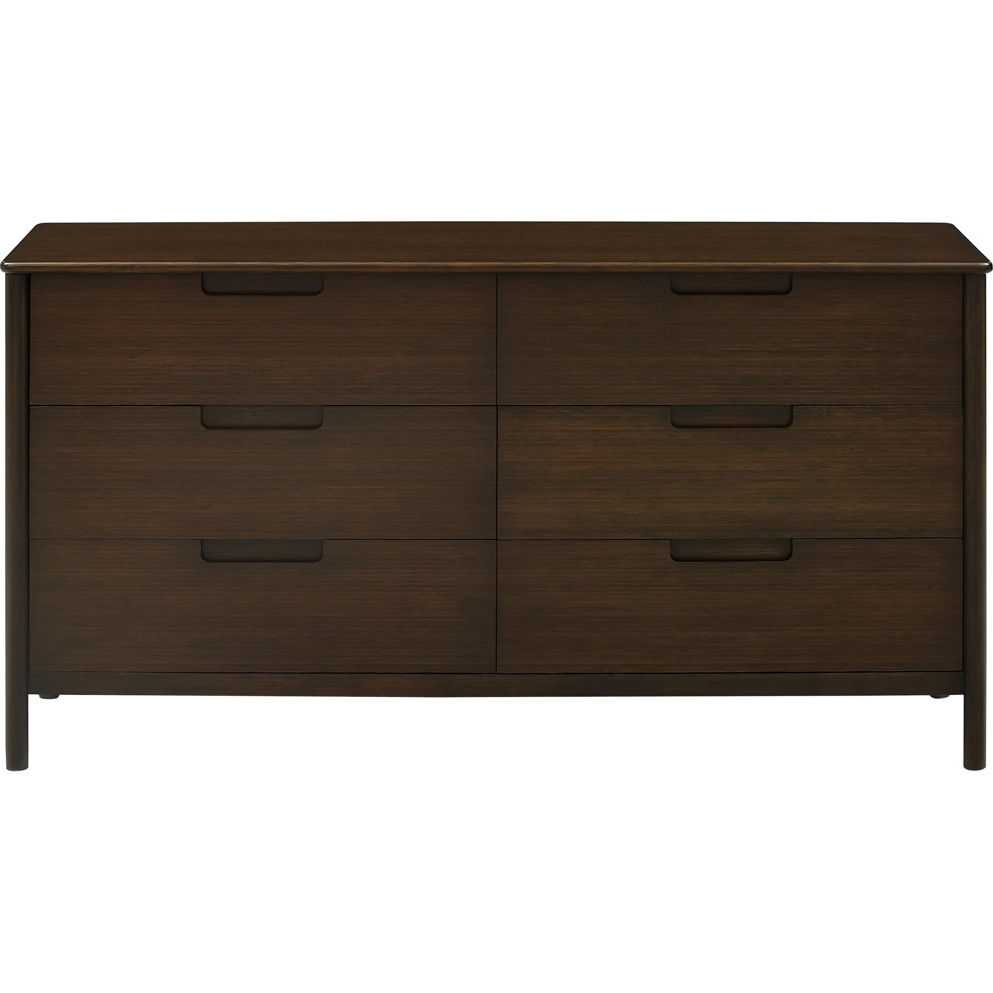 Weston Six Drawer Dresser by Greenington in black walnut. Made from 100% solid moso bamboo in a rustic style.