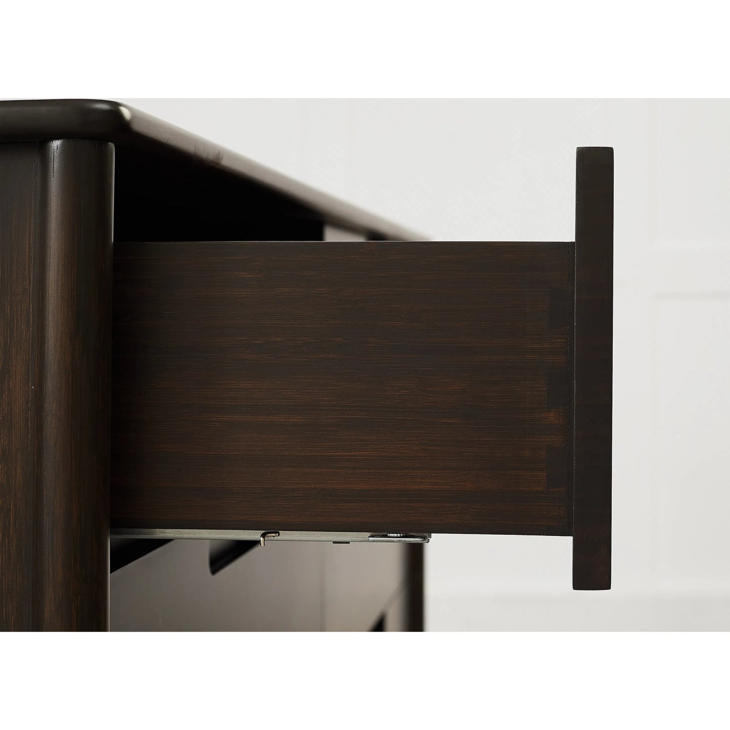 008 SI-2449229 | Closeup | Weston Six Drawer Dresser by Greenington in black walnut. Made from 100% solid moso bamboo in a rustic style.