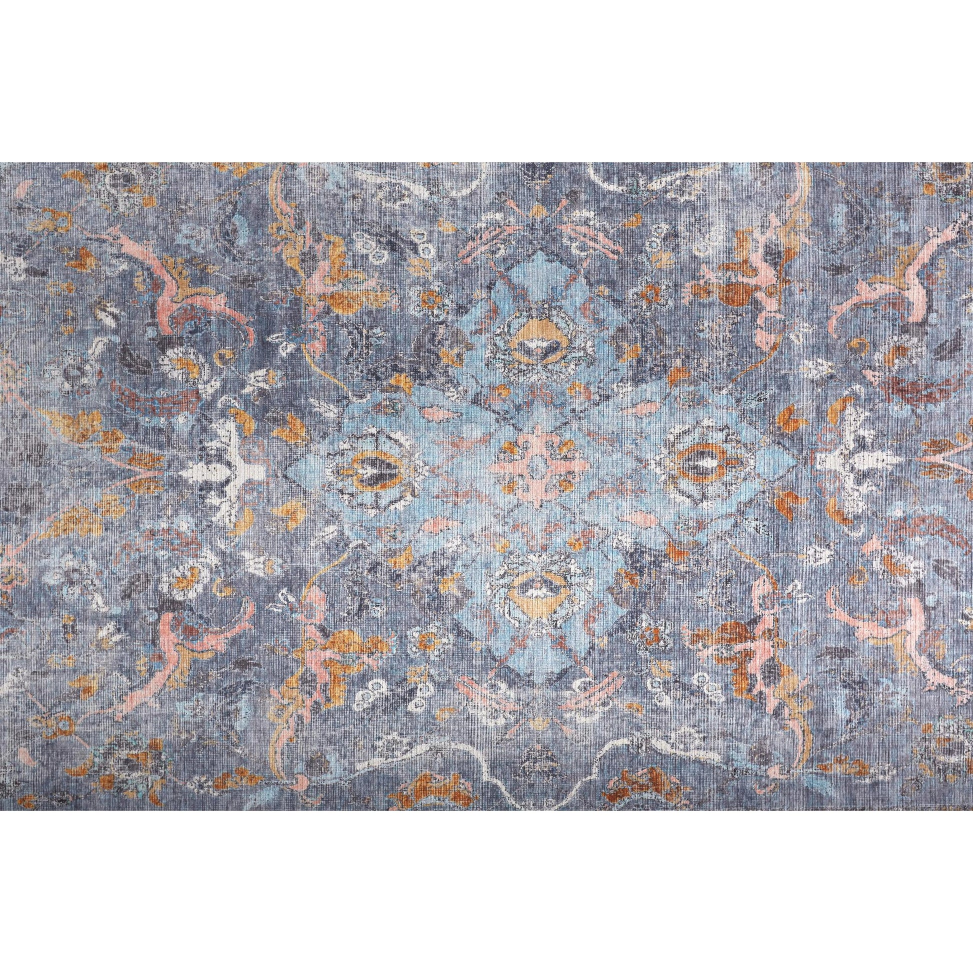 Percy Transitional Rug - 39AFF by Feizy in blue, gray, orange. Made from polyester in a unique style.