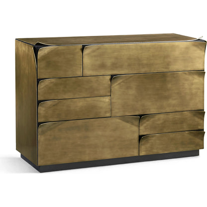 Hammersmith Drawer Chest by Jonathan Charles in gold and satin brass. Made from beech solids, brass in a unique style.