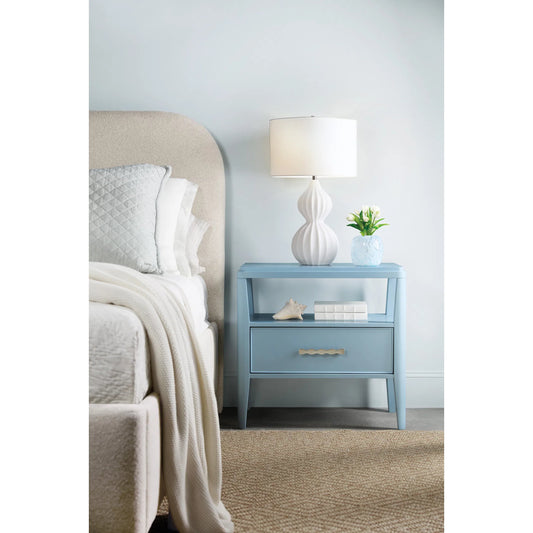 Commerce and Market Bridget Upholstered Bed by Hooker Furniture in beige and dark wood. Made from unique in a transitional style.