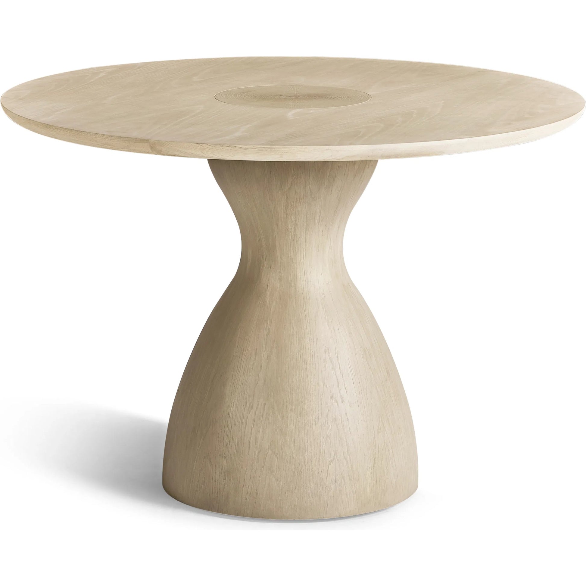 Water Seamount Oak Pedestal Table by Jonathan Charles in beige and bleached oak. Made from oak in a modern style.