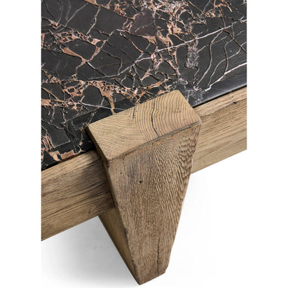 Echo Canyon Marble Rectangular Cocktail Table by Jonathan Charles in faded oak. Made from oak veneer in a cottage & farmhouse style.