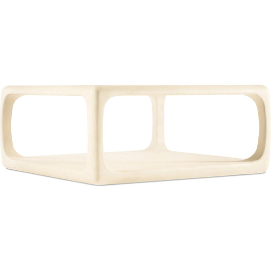 Westwood Square Cocktail Table by Hooker Furniture in white plaster. Made from wood veneers in a transitional style.