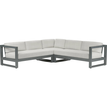 Redondo Outdoor Sectional by Sunset West in slate. Made from aluminum in a modern style.