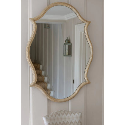 Downton Wall Mirror by Jonathan Charles in white and venetian white oak with antique gold leaf. Made from oak, mirror in a traditional style.