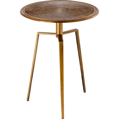 Delos Side Table by Pasargad Home in aged brass. Made from metal in a eclectic & global style.