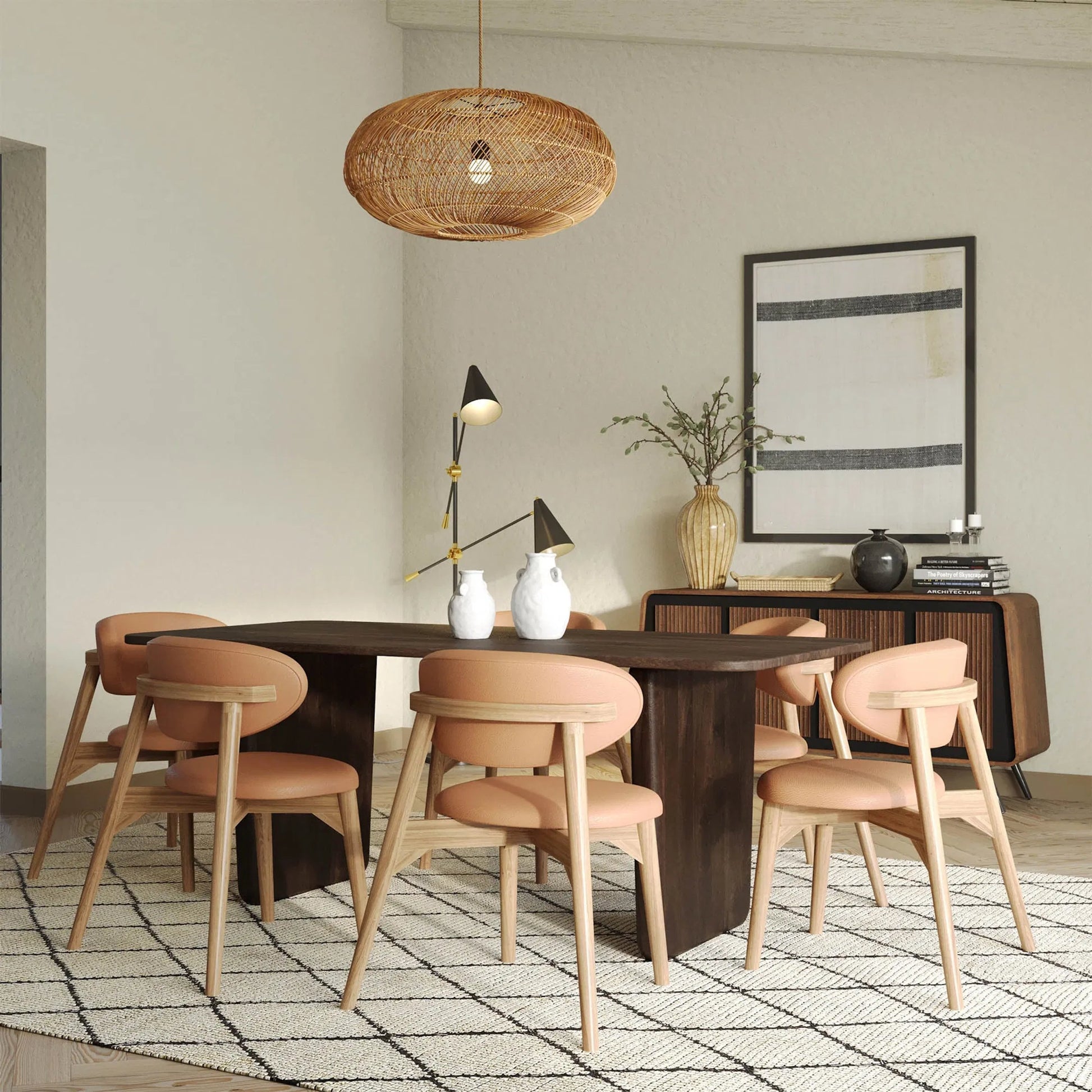 Galaxy Dining Table by LH Imports in brown. Made from mango in a unique style.