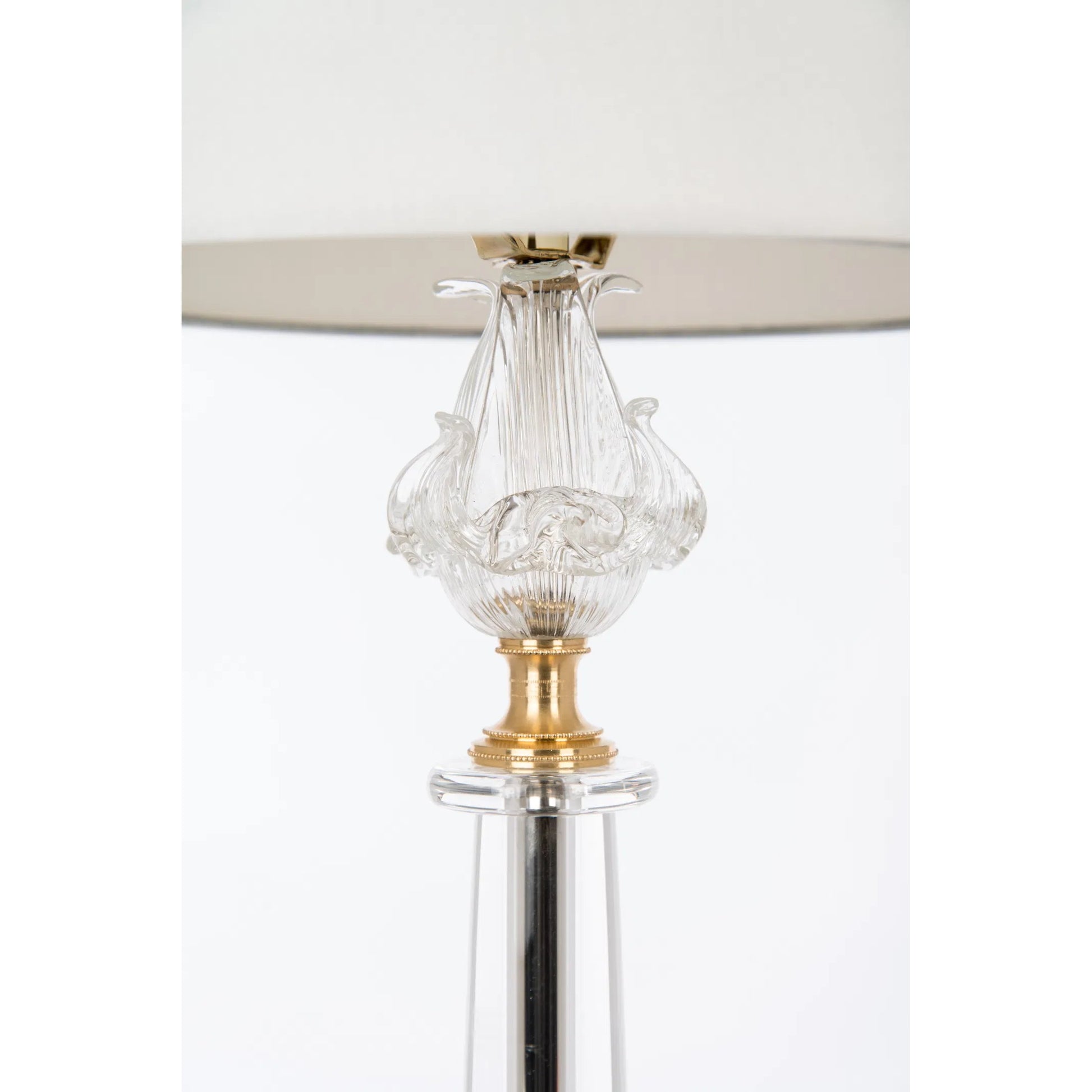 Crystal Flower Lamp by Bradburn Home in clear, antique gold. Made from glass, crystal in a modern style.