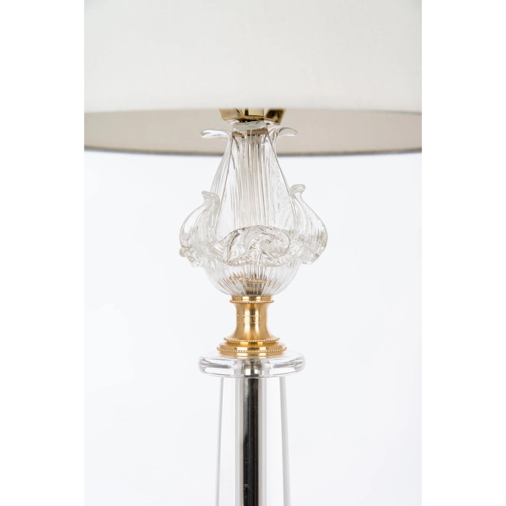 Crystal Flower Lamp by Bradburn Home in clear, antique gold. Made from glass, crystal in a modern style.