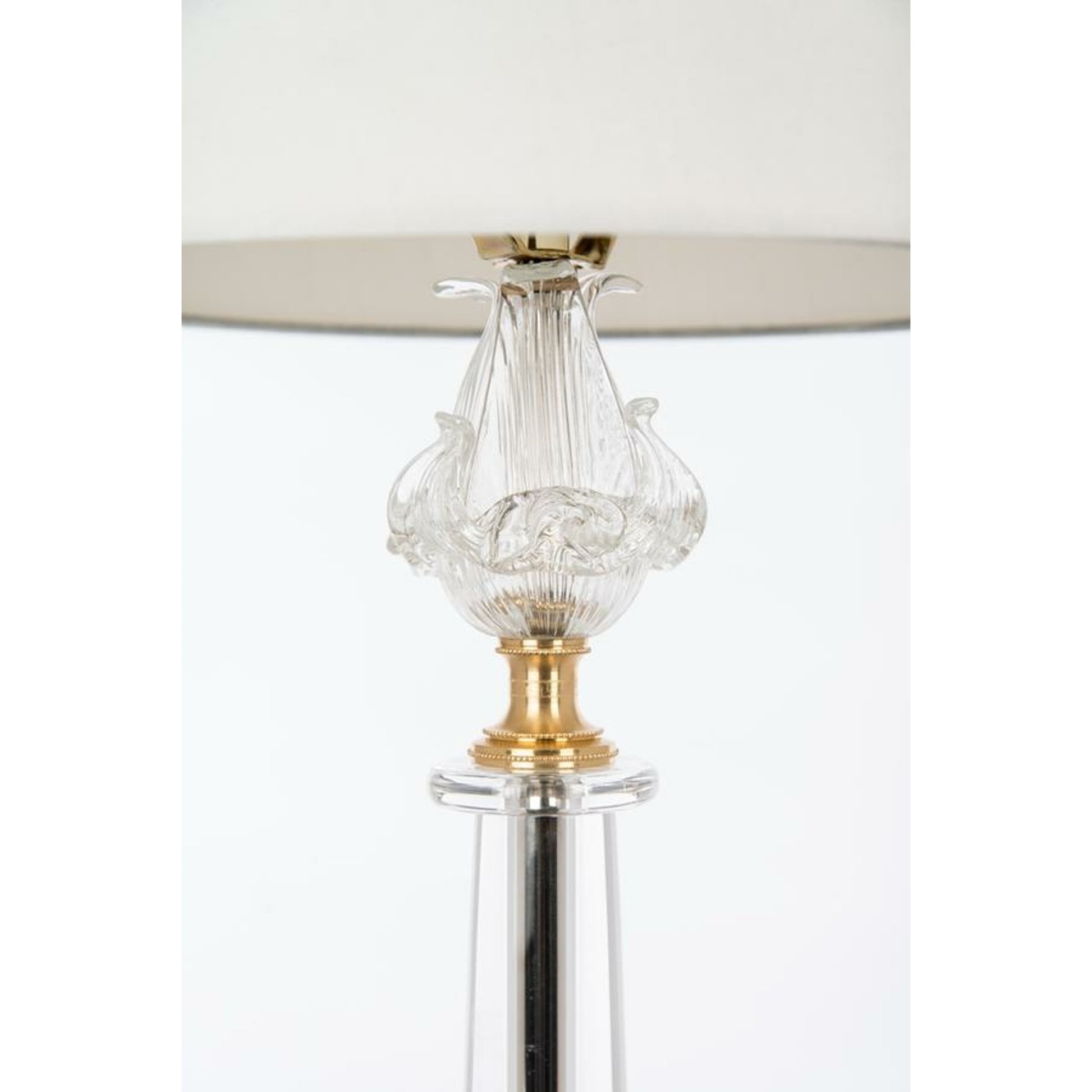 Crystal Flower Lamp by Bradburn Home in clear, antique gold. Made from glass, crystal in a modern style.